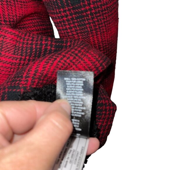 Tna Womens Jacket Size Large Red Prospect Sherpa Shacket Plaid Button Down - Picture 8 of 10